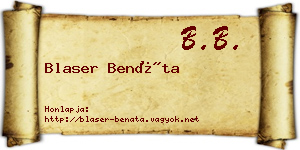 Blaser Benáta névjegykártya